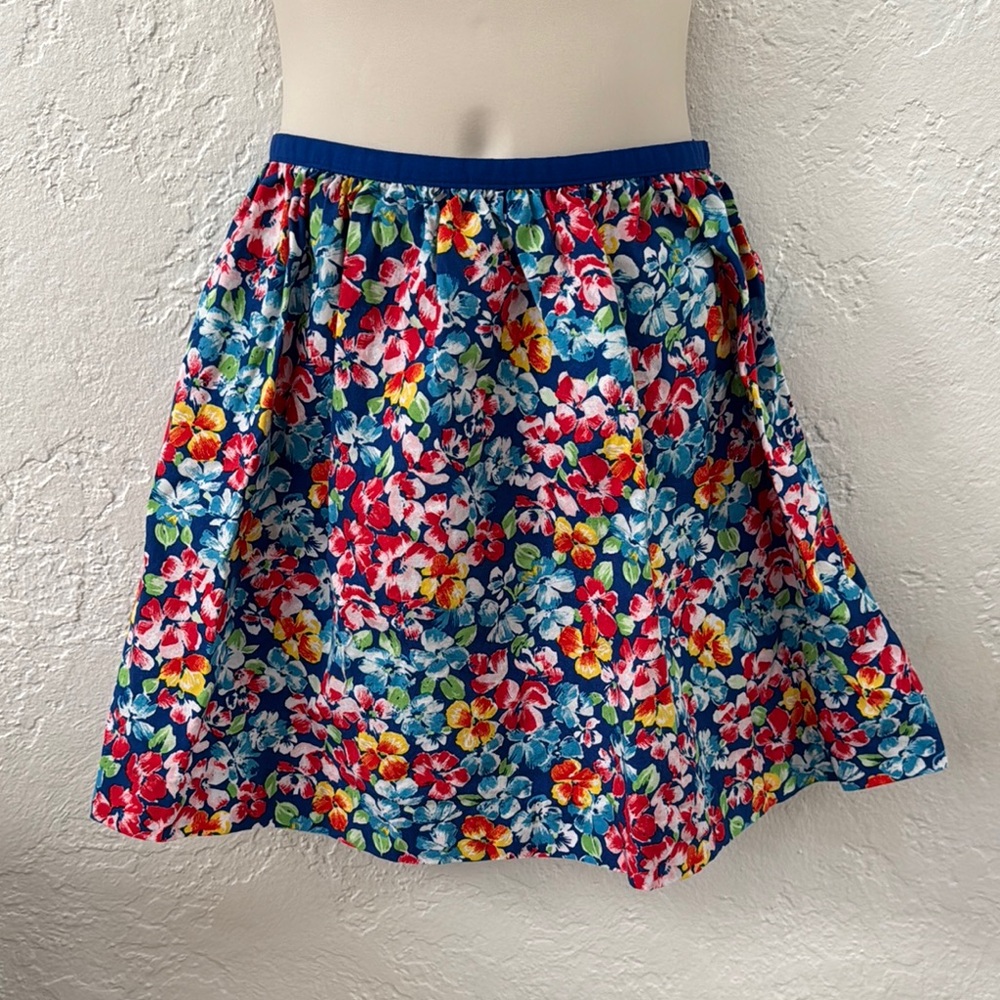 POLO RALPH LAUREN Girls Floral Blue Red Yellow Skirt Size 8-10 EUC